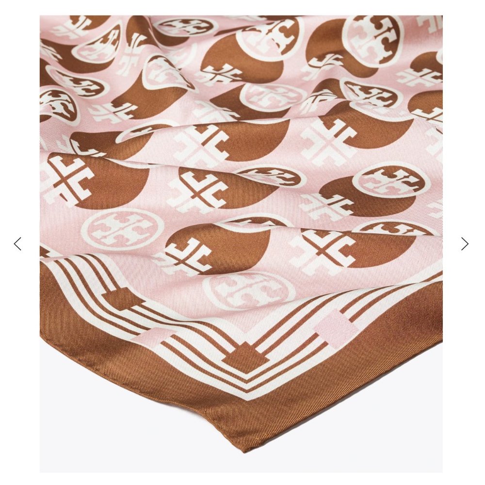 NEW! TORY BURCH LOGO GEO SCARF 100% SILK